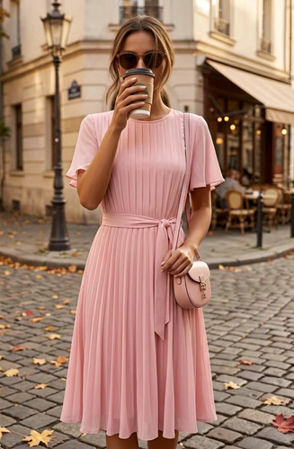Elegantes rosa chiffon plissee - elegantes,