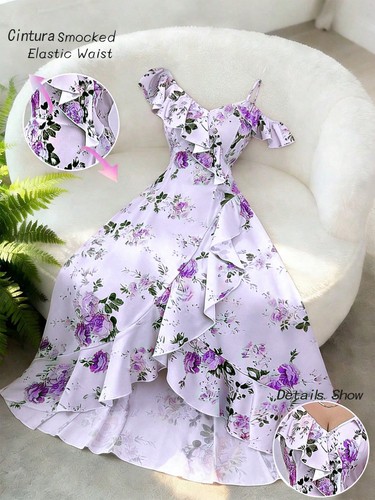 Romantisches langes damenkleid - romantisches,