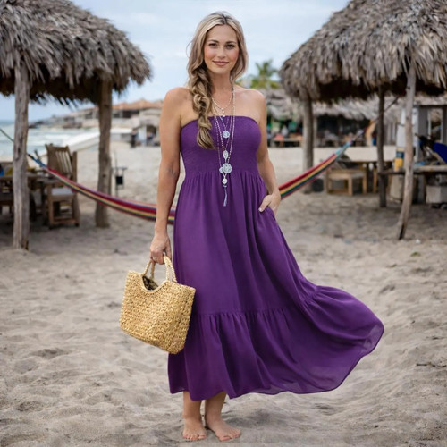 Strapless dress bohemian long - strapless,