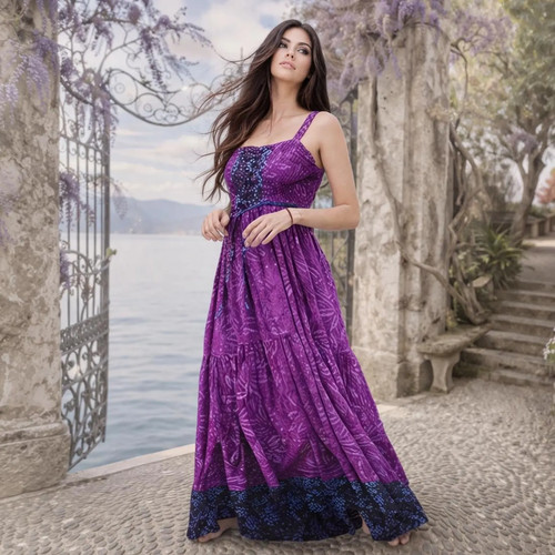 Boho maxi dress corset style - maxi,