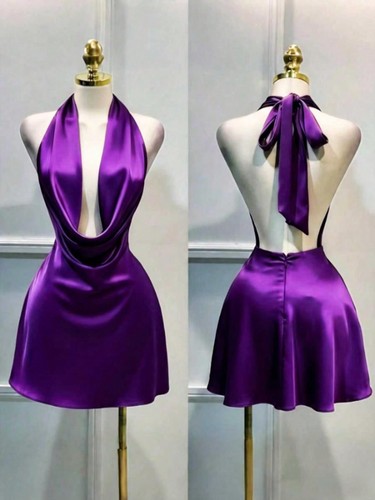 Elegantes satin minikleid mit - elegantes,