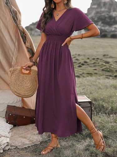 Dunkelgrünes maxikleid mit - dunkelgrünes,