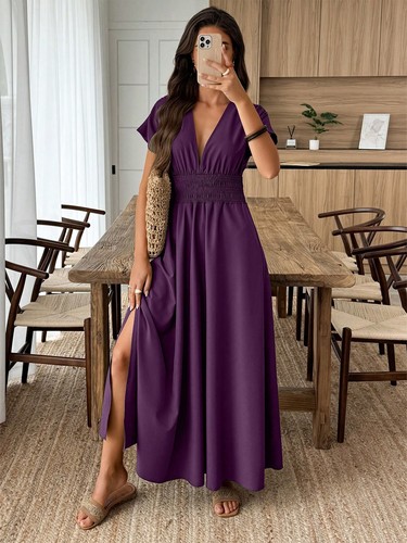 Damen langes kleid mit tiefem - langes,