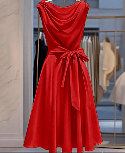 Elegantes rotes satin midi - elegantes,