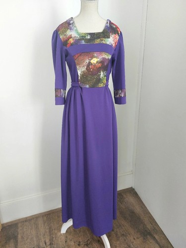 Vintage langes kleid lila mit - langes,