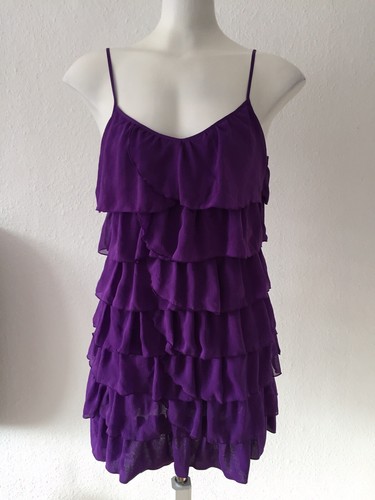 Kleid mini lila volant - s,